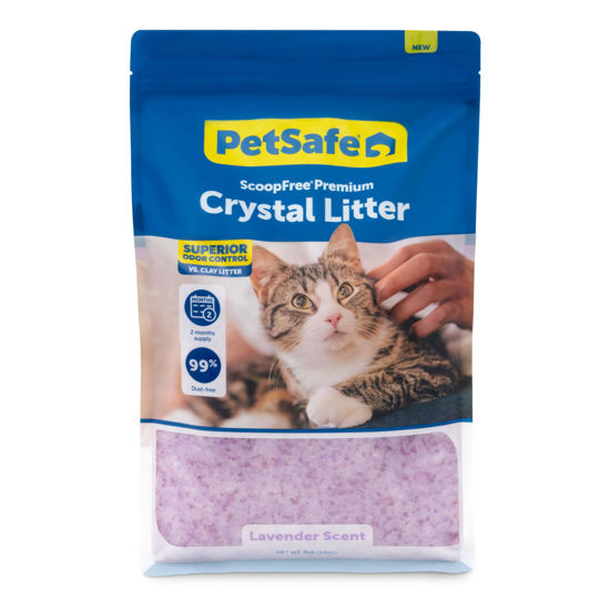 Picture of PetSafe ScoopFree Premium Lavender Scent Crystal Cat Litter, Superior Odor Control, Absorbs 5X Faster, Low Tracking for Less Mess, Lasts up to 2 Months, Lightly Scented (8 lb Bag)