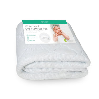 Picture of Newton Baby Waterproof Crib Mattress Pad | Ultra-Breathable Quilted Layer for Comfort & Universal Fitted Skirt for Secure Fit | Machine Washable | Crib Mattress Protector Pad Waterproof, 1 Pack