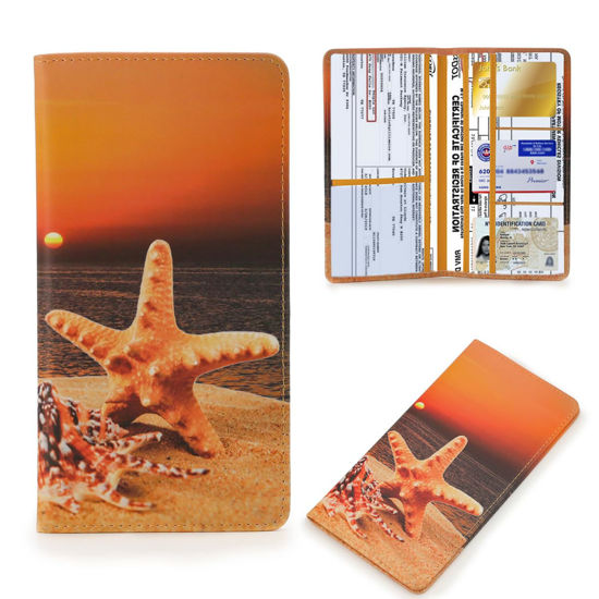 Picture of TILDOSAC Leather Car Registration and Insurance Card Holder, Car Document Holder for Cards License with Magnetic Shut(Orange)