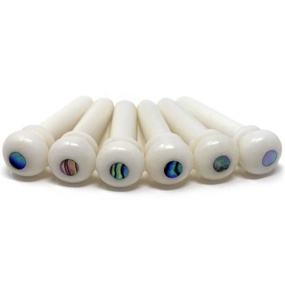 Picture of Crosby Unslotted Pure Bone Bridge Pins with Abalone Dot Inlay for 6 & 12 String Acoustic Guitar