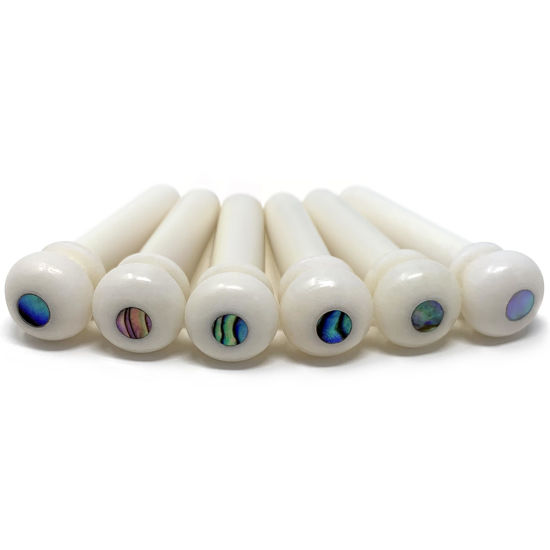 Picture of Crosby Unslotted Pure Bone Bridge Pins with Abalone Dot Inlay for 6 & 12 String Acoustic Guitar
