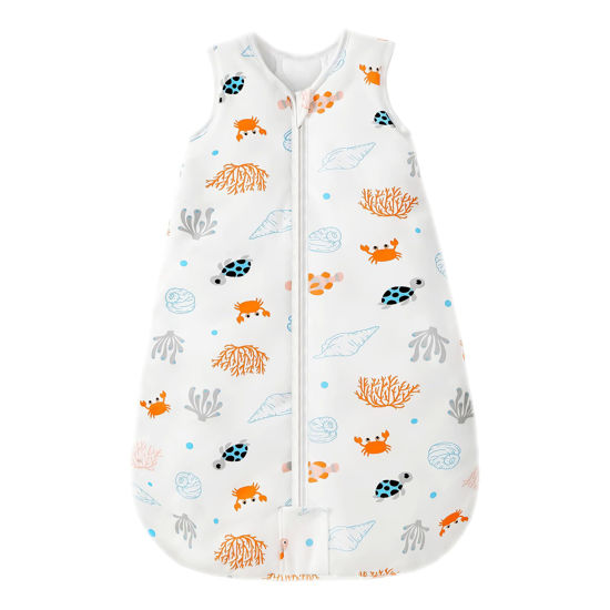 Picture of Mosebears Sleep Sack Baby Winter Wearable Blanket with 2-Way Zipper,2.5 TOG Cotton Sleep Sack Unisex (Ocean Animal, 0-6 Months)