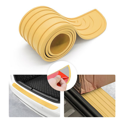 Picture of 8sanlione Car Rear Bumper Protector Guard, Anti-Scratch Abrasion Rubber Trunk Door Entry Sill Guard, Non-Slip Trim Cover Protection Strip, Car Accessories for Most Cars and SUV (Yellow/40.9"x3.5")
