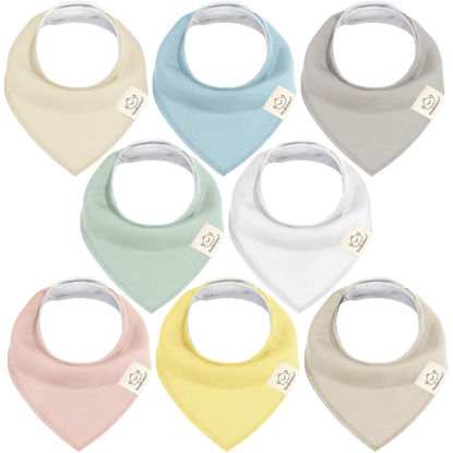Picture of 8-Pack Organic Baby Bandana Drool Bibs for Girls - Super Absorbent Baby Bibs for Baby Girls, Baby Boys, Soft Cotton Bandana Bibs, Baby Drool Bib, Teething Bibs for Infant, Toddler, Bib Girl (Dawn)