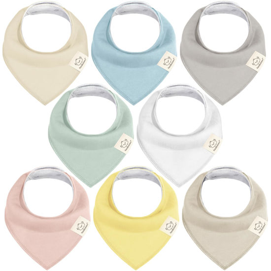 Picture of 8-Pack Organic Baby Bandana Drool Bibs for Girls - Super Absorbent Baby Bibs for Baby Girls, Baby Boys, Soft Cotton Bandana Bibs, Baby Drool Bib, Teething Bibs for Infant, Toddler, Bib Girl (Dawn)