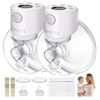 Picture of TSRETE Breast Pump, Double Wearable Breast Pump, Electric Hands-Free Breast Pumps with 2 Modes, 9 Levels, LCD Display, Memory Function Rechargeable Double Milk Extractor-24mm Flange, White
