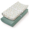 Picture of Blissful Diary Muslin Changing Pad Cover for Girls Boys, Ultra Soft Breathable Cotton, Baby Diaper Change Table Pad Covers, 2Pack (Roman Green&Leaf)