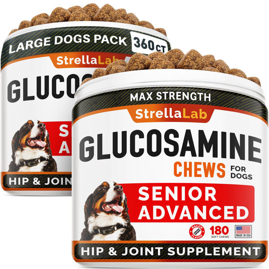 Picture of Senior Advanced Glucosamine Chondroitin Joint Supplement for Dogs - Hip & Joint Pain Relief Pills - Large & Small Breed - Hip Joint Chews Canine Joint Health - Chews Older Dogs - Bacon Flavor - 360Ct