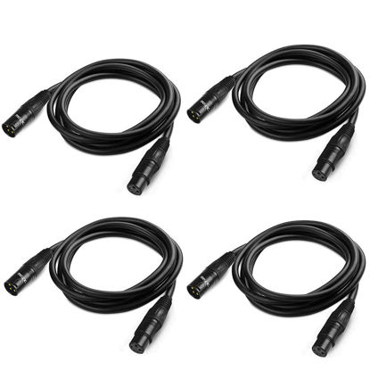 Picture of JLPOW 6ft DMX Cable, Gold-Plated 3 Pin Signal XLR Male to Female DMX Cable Wire, Best for DJ Stage Lighting Moving Head Lights Par Light (4 Pack)