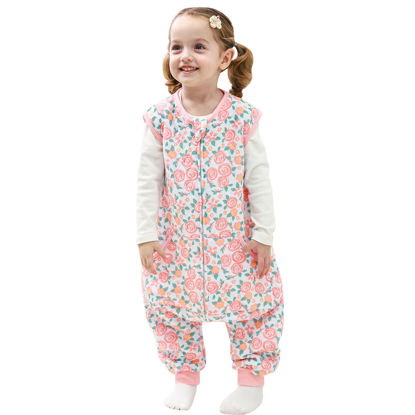 Picture of HOMEAL 1.0Tog Sleep Sack with Feet,Toddler Sleep Sacks 3T-5T Sleep Sack Toddler,Toddler Sleeping Sack with Legs, Pink Rose