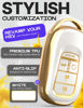 Picture of for 2025 Honda Pilot Key Fob Cover and Leather Keychain - for Honda Accord, Civic, CR-V, HR-V - 2022-2025 Full Cover Key Case - TPU Keyfob Cover Compatible with KR5TP-4 - White and Gold
