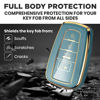Picture of for Toyota Camry Key Fob Cover and Leather Keychain - Full Cover Key Case for Toyota Corolla, RAV4, Avalon, Prius, C-HR - 2019-2024 TPU Keyfob Cover Compatible with HYQ14FBE - Blue and Gold
