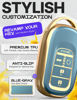 Picture of for 2025 Honda Pilot Key Fob Cover and Leather Keychain - for Honda Accord, Civic, CR-V, HR-V - 2022-2025 Full Cover Key Case - TPU Keyfob Cover Compatible with KR5TP-4 - Blue and Gold