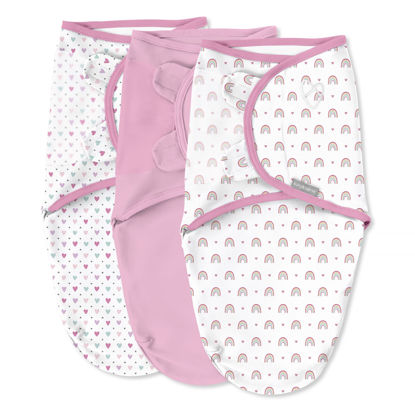 Picture of SwaddleMe by Ingenuity Original Swaddle, 100% Cotton, Improves Sleep & Calms Startle Reflex, 0-3 Months, 3-Pack - Over the Rainbow