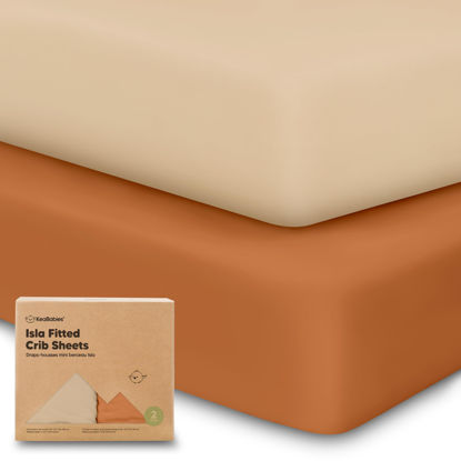 Picture of 2-Pack Crib Sheets for Boys, Girls - Viscose Derived from Bamboo Fitted Crib Sheet, Baby Crib Sheets Neutral, Crib Mattress Sheet, Toddler Bed Sheets, Baby Sheets for Crib Fitted Sheets (Rust)