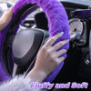 Picture of SEG Direct Furry Car Steering Wheel Cover with Fluffy Gear Shift Cover Soft Warm Non-Slip Car Decoration for Women Girls 2 PCS Set, Purple