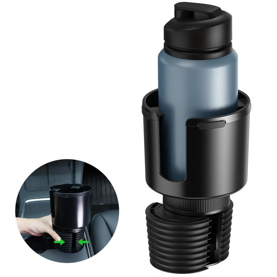 Picture of Car Cup Holder Expander, Cup Holder Expander for Car with Stretchable Rubber Base, Large Cup Holder Adapter Compatible with Yeti, Hydro Flask, Nalgene, Stanley, Owala, Bottles in 2.8”-4.13”, 1 Pack