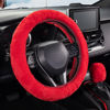 Picture of SEG Direct Furry Car Steering Wheel Cover with Fluffy Gear Shift Cover Soft Warm Non-Slip Car Decoration for Women Girls 2 PCS Set, Red