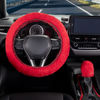 Picture of SEG Direct Furry Car Steering Wheel Cover with Fluffy Gear Shift Cover Soft Warm Non-Slip Car Decoration for Women Girls 2 PCS Set, Red
