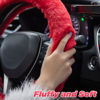 Picture of SEG Direct Furry Car Steering Wheel Cover with Fluffy Gear Shift Cover Soft Warm Non-Slip Car Decoration for Women Girls 2 PCS Set, Red