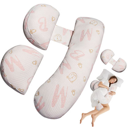 Picture of Pregnancy Pillow for Pregnant Women, Maternity Pillow for Sleeping with Detachable and Adjustable Pillow Cover, Pregnancy Body Pillow Support Legs, Back, Belly, HIPS