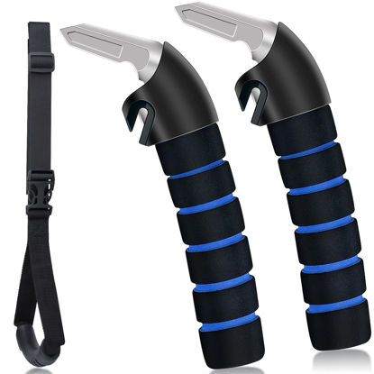 Picture of KOUNATSURI Car Handle Assist for Elderly Car Door Handle - Portable Handle for Car for Elderly & Seniors & Handicap - Multifunction Car Armrest Portable Handle（2Pack Blue Car Handles and Strap）