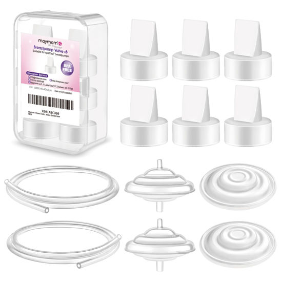 Picture of Maymom Pump Parts Compatible with Spectra S1 S2 9 Plus Breastpump Replace Backflow Protector Membrane Duckbill Valve Tube Not Original Spectra Replacement Pump Parts