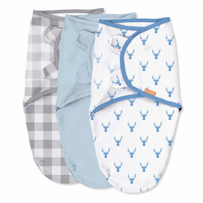 Picture of SwaddleMe by Ingenuity Original Swaddle, 100% Cotton, Improves Sleep & Calms Startle Reflex, 0-3 Months, 3-Pack - Oh Deer