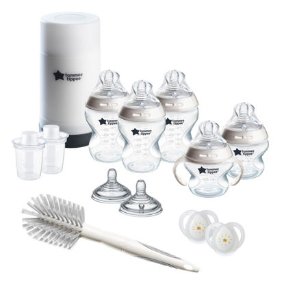 Picture of Tommee Tippee Natural Start Ready for Baby Bottle Set, 5oz and 9oz Anti-Colic Bottles, Slow and Medium Flow Nipples, 0-6 Month Pacifiers, Self-Sterilizing