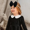 Picture of YanJie Brand Hairband - Handmade Velvet Baby Bows & Stretchy Nylon Headbands for Girls Infants Toddlers Child(4.5 black-velvet, 3 Count)