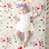 Picture of Fitted Crib Sheets Set 2 Pack, Ultra Soft Stretch Jersey Knit Crib Sheet Fit All Standard Crib Mattress Pads Safe and Snug, Crib Fitted Sheet for Baby, Beautiful Flowers and Insects Pattern
