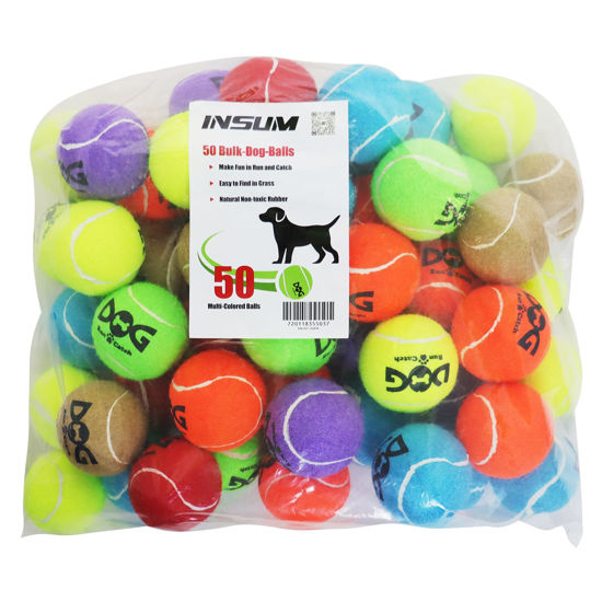 Picture of insum Tennis Ball for Dog Pack of 50 Colorful Easy Catching Pet Dog Ball (2.5inch-4colors)