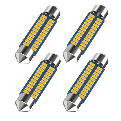 Picture of Serundo Auto 578 Led Festoon Bulb 211-2 Led Car Bulb 41mm 42mm 1.65in 212-2 Bulb for Car Map Light Dome Light, 22SMD 3014 Chips Interior Led Festoon Bulb,Pack of 4pcs Amber Yellow