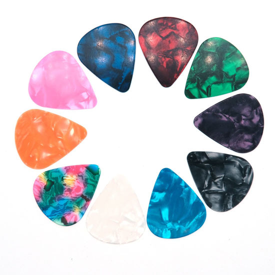 Picture of harpfeas 30 PCS Guitar Picks, 3 Different Thickness Abstract Art Colorful Celluloid Guitar Pick Plectrums For Bass, Electric, Acoustic Guitars Includes 0.46mm, 0.71mm, 0.96mm(Color Random)