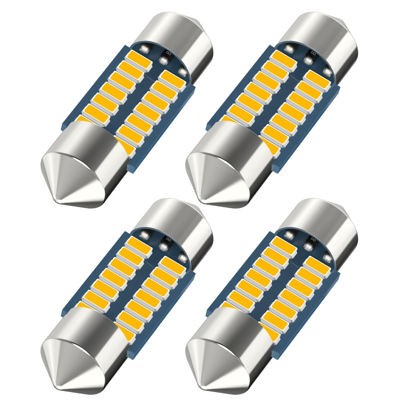 Picture of Serundo Auto DE3175 Led Car Bulb 31mm 1.22in Led Festoon Bulb, DE3021 DE3022 DE3023 6428 6430 7065 Led Festoon Bulb, Interior Led Used for Car Map Dome Light etc,Pack of 4pcs Amber Yellow Color