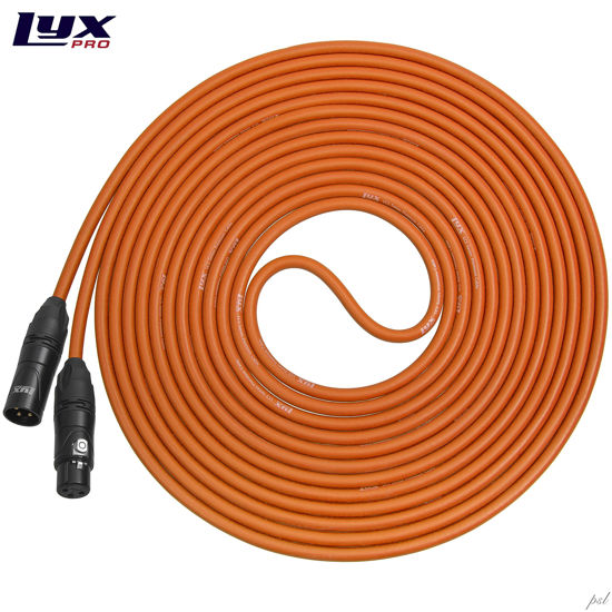 Picture of LyxPro 25 Feet XLR Microphone Cable Balanced Male to Female 3 Pin Mic Cord for Powered Speakers Audio Interface Professional Pro Audio Performance and Recording Devices - Orange