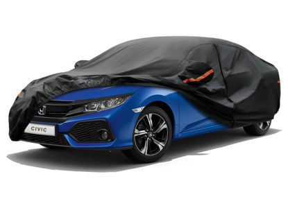 Picture of Kayme 7 Layers Car Cover Custom Fit for Honda Civic Sedan/Coupe (1991-2025) Waterproof All Weather for Automobiles, Outdoor Full Cover Rain Sun UV Protection with Zipper Cotton/Black