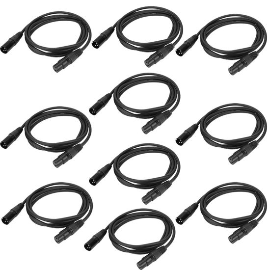 Picture of WorldLite 6.5ft DMX Cable, 10PCS 2m DMX Signal Cables Signal Wires, 3-Pin XLR Male to Female Stage Light Cable with Metal connectors, Connection for DMX512 Stage & DJ Lighting fixtures
