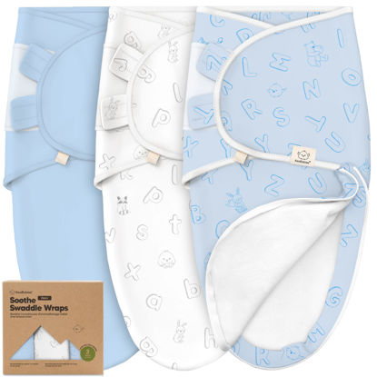 Picture of Baby Swaddle Sleep Sacks with Zipper -3-Pack Newborn Swaddle Sack, Baby Swaddles Sleep Sack 0-3 Months,Wearable Blanket Baby Baby Swaddle Blanket Wrap,Swaddle Sack, Easy Change Swaddle(ABC Land Cloud)