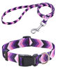 Picture of Mihqy Dog Collar and Leash Set with Bohemia Floral Tribal Geometric Patterns - Soft Ethnic Style Collar Adjustable for Small Medium Large Dogs(Purple Arrow Set,M)