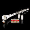 Picture of Glory GLYCLAWH Professional Ebonite Bb Clarinet with 10 Reeds, Stand, Hard Case, Cleaning Cloth, Cork Grease, Mouthpiece Brush and Pad Brush,White/Silver