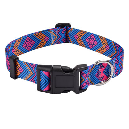 Picture of Mihqy Dog Collar with Bohemia Floral Tribal Geometric Patterns - Soft Ethnic Style Collar Adjustable for Small Medium Large Dogs(Orange Ethnic Style,XS)