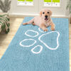 Picture of Smiry Dog Door Mat for Muddy Paws, Absorbent Dirt Trapper Non-Slip Washable Mat, Quick Dry Chenille, Mud Mat for Dogs, Entry Indoor Door Mat for Inside Floor (59x35 Inches, Sky Blue)