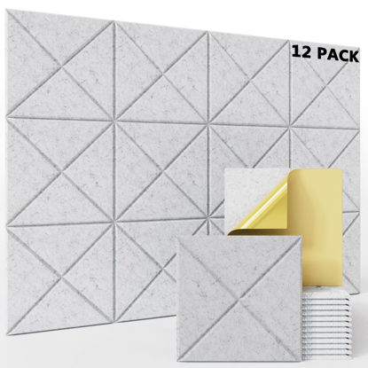 Picture of 12 pack Acoustic Panels With Self-Adhesive, 12"X 12"X 0.4"Sound Proof Foam Panels, High Density Sound Panels, Soundproof Wall Panels for Home Studio Office-Grey