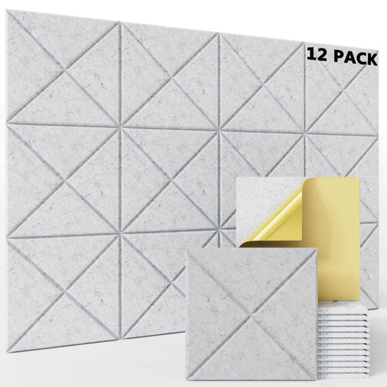 Picture of 12 pack Acoustic Panels With Self-Adhesive, 12"X 12"X 0.4"Sound Proof Foam Panels, High Density Sound Panels, Soundproof Wall Panels for Home Studio Office-Grey