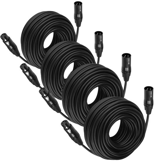 Picture of MIKIZ XLR Cables 50 ft 4 Pack - Premium Balanced Microphone Cable with 3 Pin XLR Male to Female Balanced