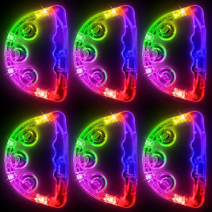 Picture of Aywewii LED Tambourine, Light Up Toys Handheld Musical Flashing Tamborine Autism Toys Party Supplies for Birthday Anniversaries Gifts for Kids Adults Teens (6 Pack)