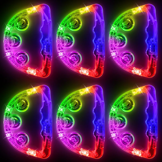 Picture of Aywewii LED Tambourine, Light Up Toys Handheld Musical Flashing Tamborine Autism Toys Party Supplies for Birthday Anniversaries Gifts for Kids Adults Teens (6 Pack)