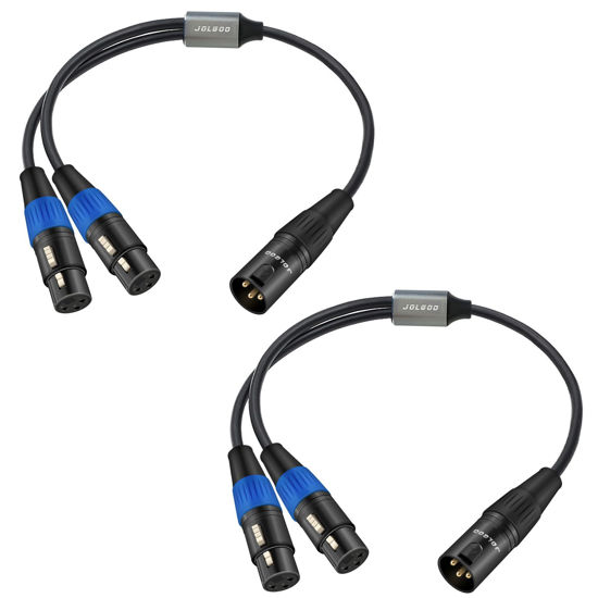 Picture of JOLGOO XLR Splitter Cable, Dual XLR Female to XLR Male Y Splitter Microphone Cable, XLR 2 Female to 1 Male Cable, 1.6 Feet 2Pack