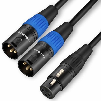 Picture of JOLGOO XLR Splitter Cable, XLR Female to Dual XLR Male Y Splitter Microphone Cable, Female to 2 Male XLR Y Cable, 5 Feet